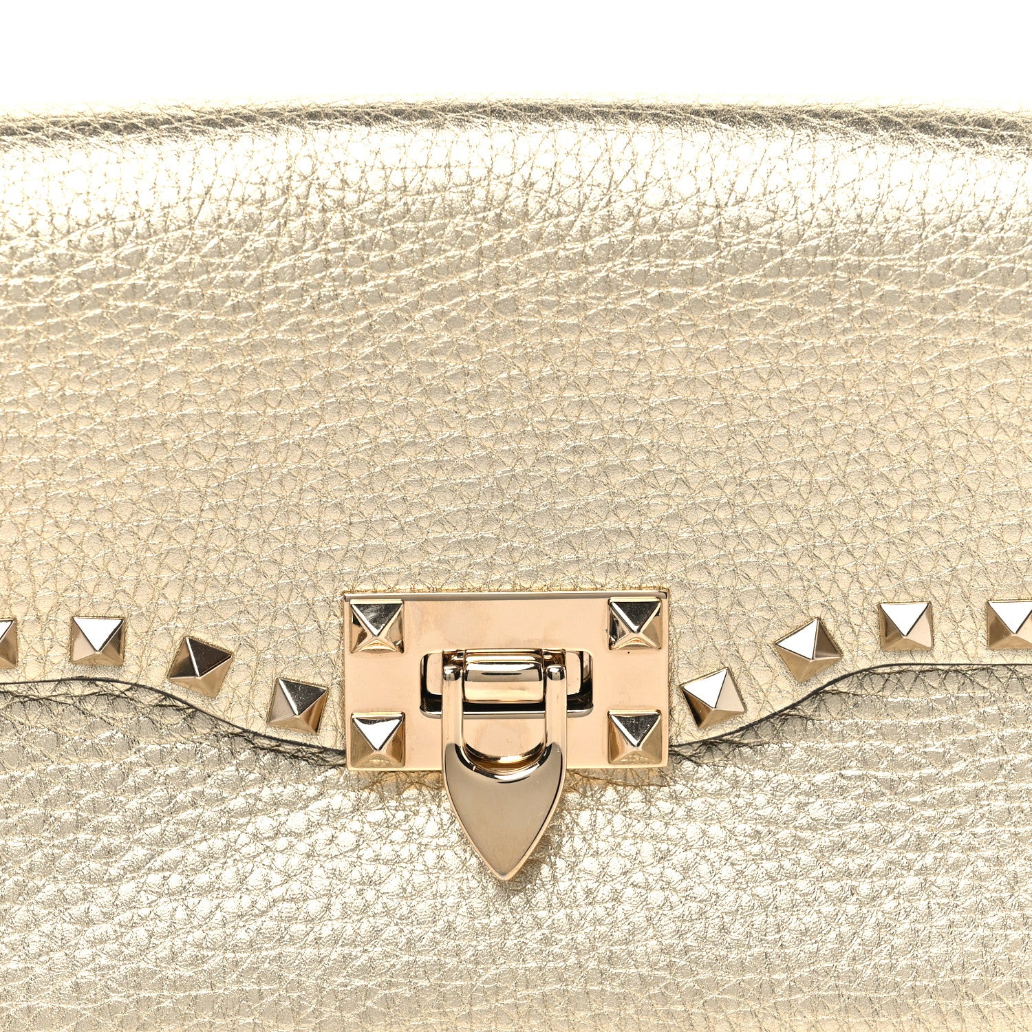 Valentino Garavani Metallic Pebbled Calfskin Medium Rockstud Flip Lock Crossbody Bag Platino 7 of 10