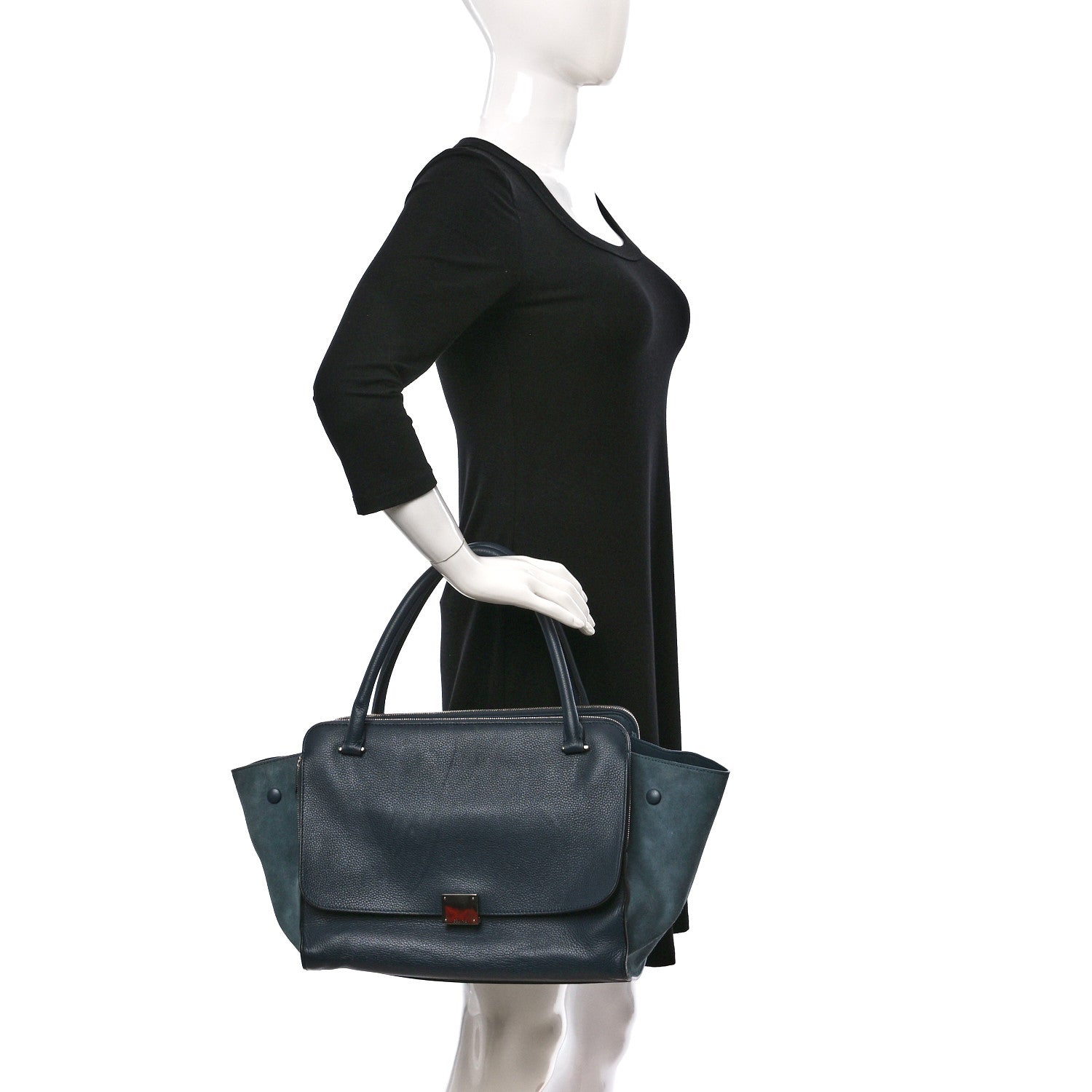 Celine Drummed Calfskin Suede Double Zip Trapeze Orage 2 of 9