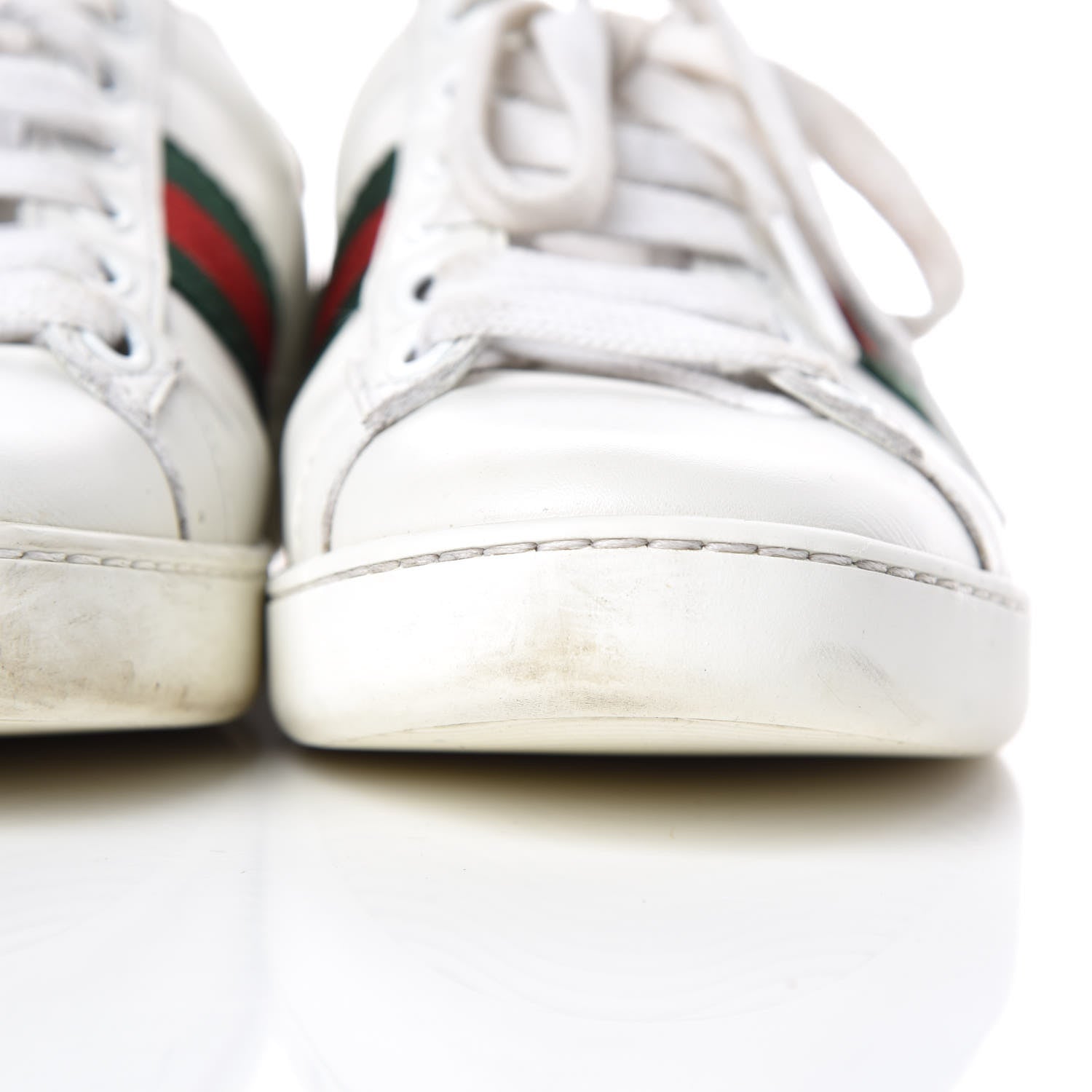Gucci Calfskin Crocodile Web Womens Ace Sneakers 35 White Green 12 of 20