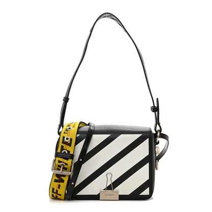 Off-White Calfskin Diag Flap Bag Black White 1 of 13