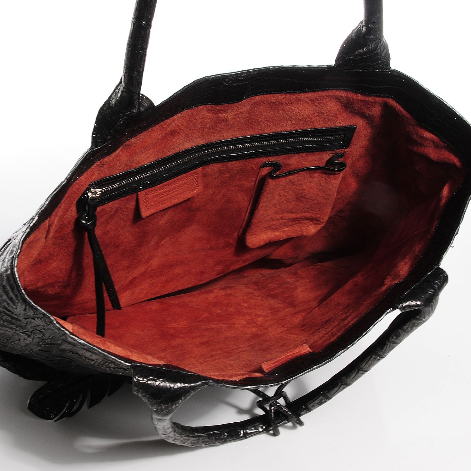 Nancy Gonzalez Metallic Crocodile Medium Leaf Tote Black 5 of 8