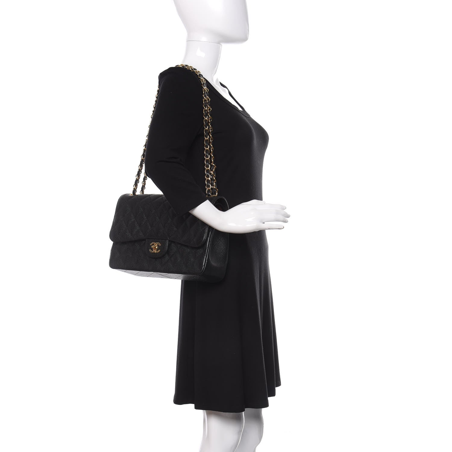 Chanel Caviar Quilted Jumbo Double Flap Black 2 of 12