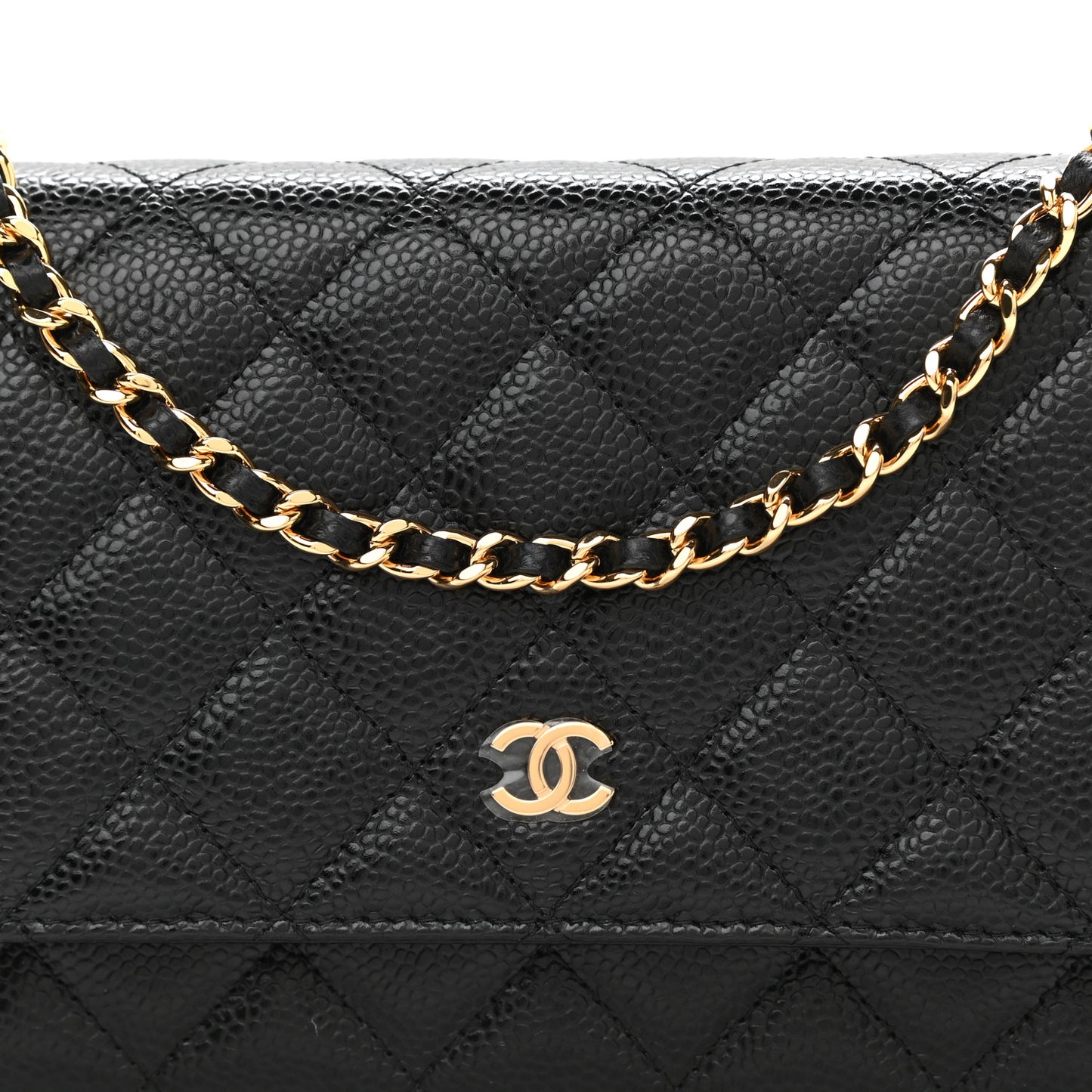 Caviar Quilted Wallet On Chain WOC Black