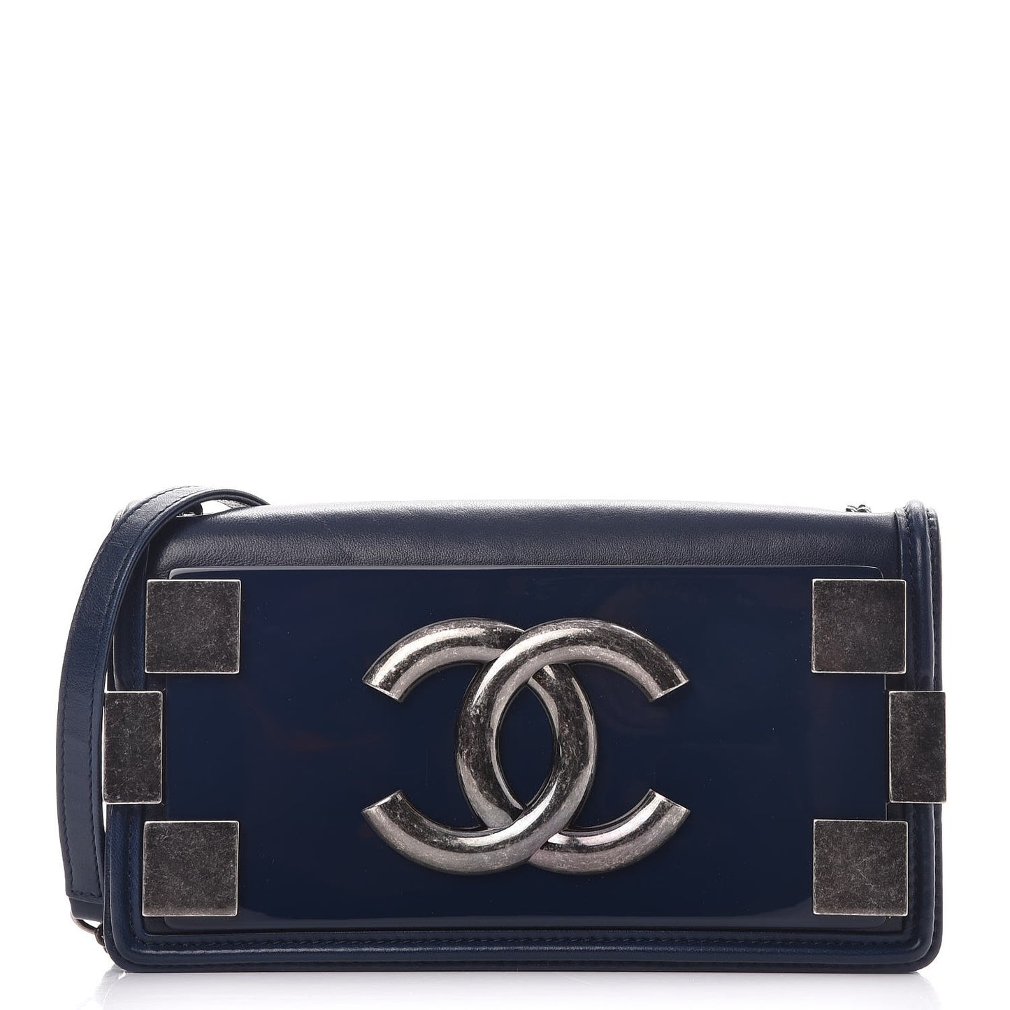 Lambskin Horizontal Boy Brick Flap Blue