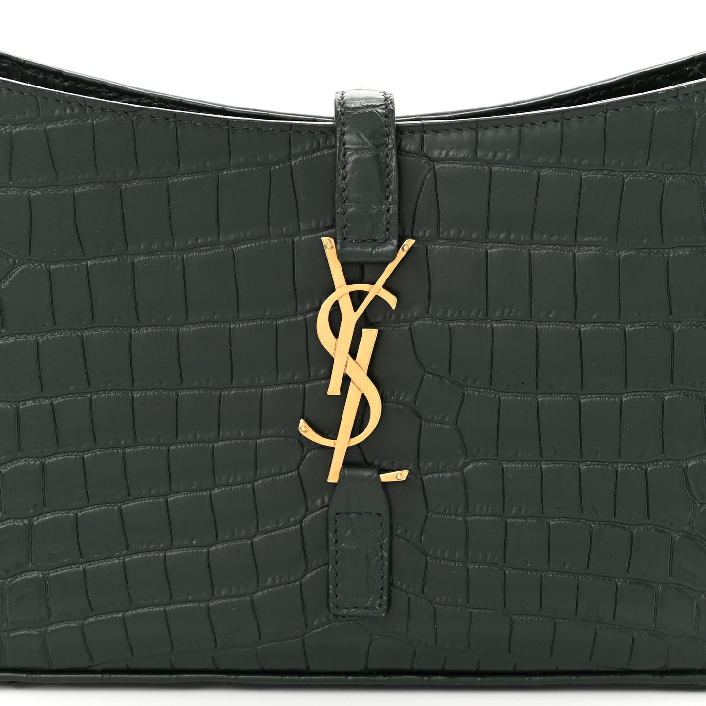 Calfskin Crocodile Embossed LE 5 A 7 Hobo Vert Fonce