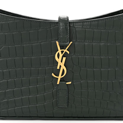 Saint Laurent Calfskin Crocodile Embossed LE 5 A 7 Hobo Vert Fonce 8 of 10