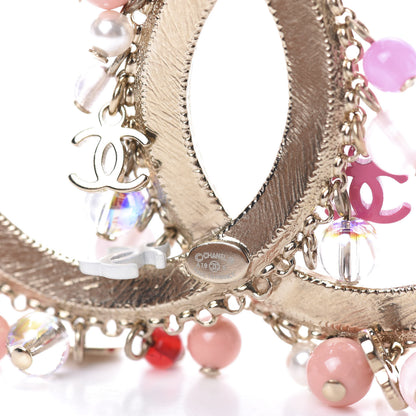 Chanel Crystal CC Charms Brooch Gold Pink 4 of 4