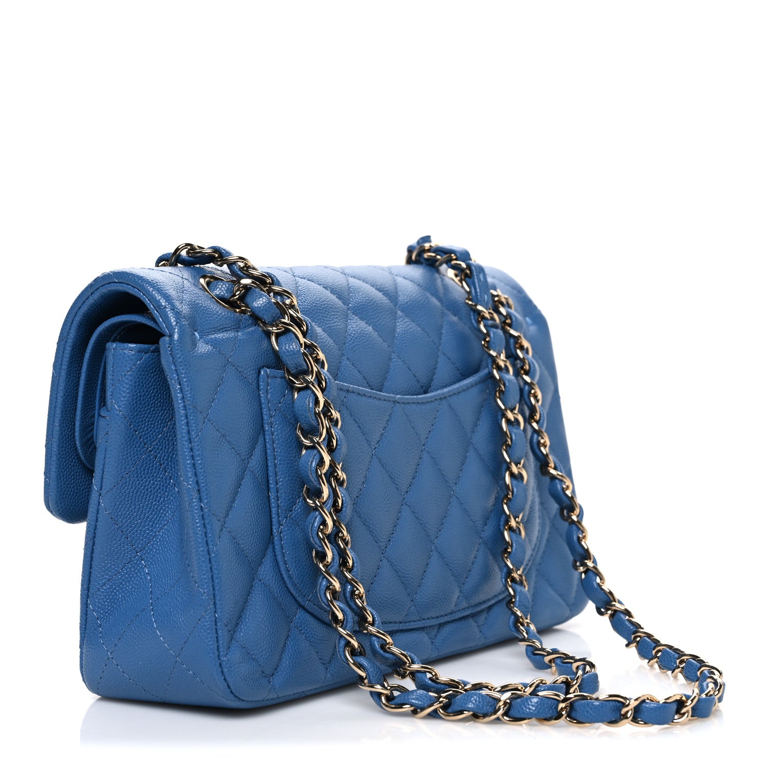 Chanel Caviar Quilted Medium Double Flap Blue 2 of 9