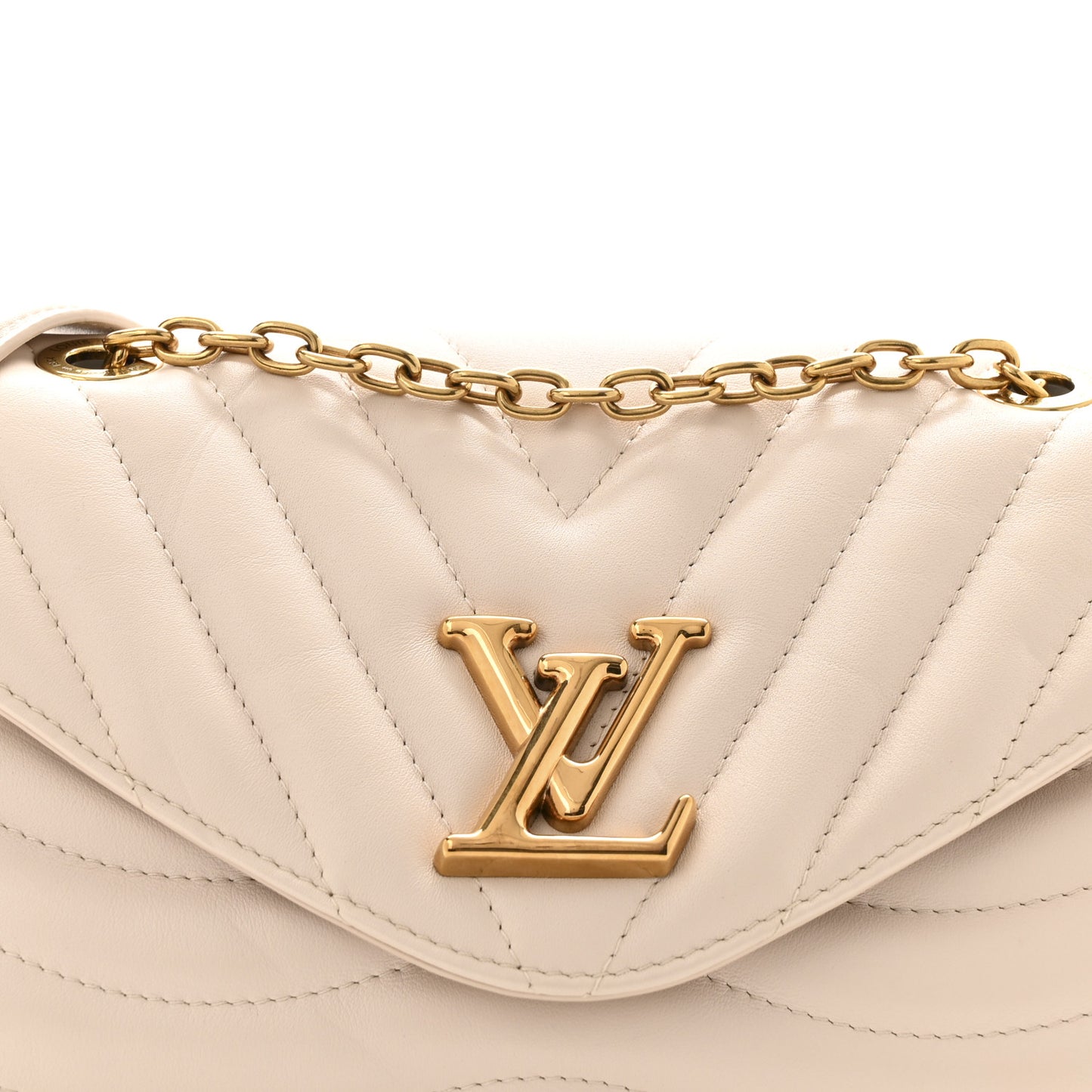 Calfskin LV New Wave Chain Bag Ivory