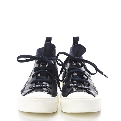 Christian Dior Technical Knit Calfskin Oblique Womens Walk'n Dior Mid Top Sneakers 37 Deep Blue 2 of 7