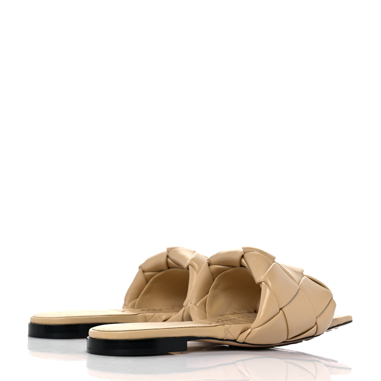Nappa Maxi Intrecciato Lido Flat Sandals 38.5 Cane Sugar