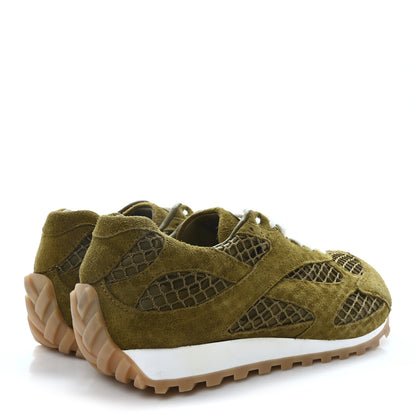 Bottega Veneta Calfskin Fishnet Fabric Orbit Sneakers 37 Olive Oil 5 of 9