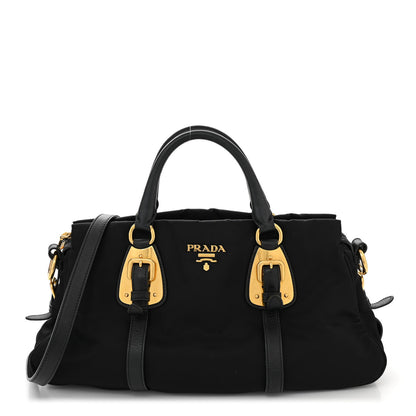 Prada Tessuto Nylon Soft Calfskin Shopping Satchel Black 1 of 11
