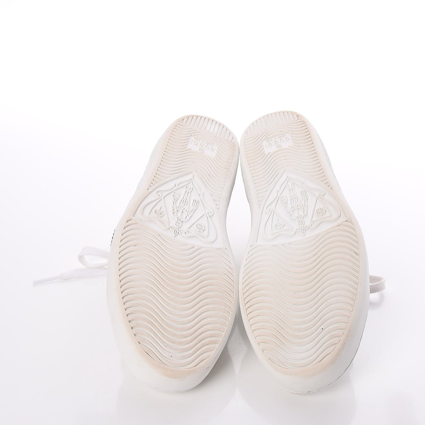 Calfskin Web Crystal Mouth Ace Sneakers 35.5 White