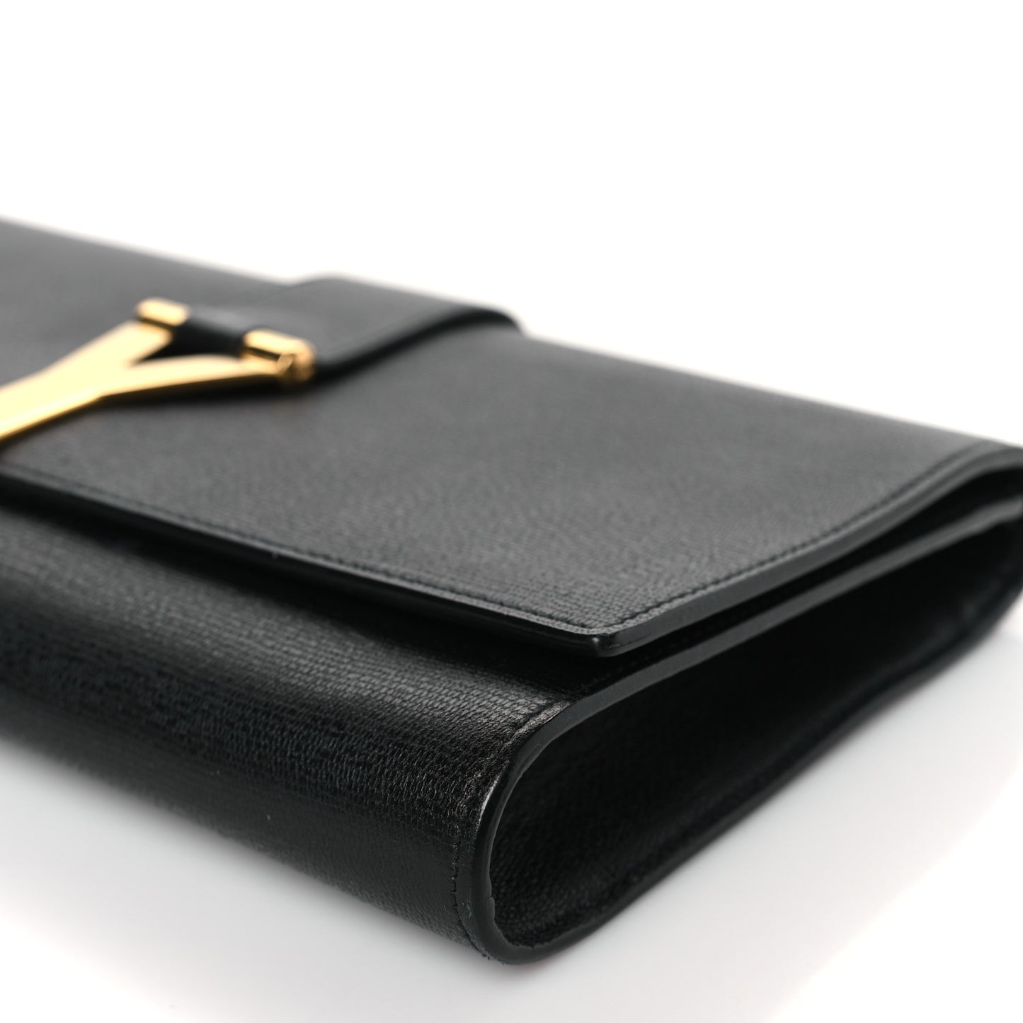 Textured Calfskin Classic Y Ligne Clutch Black