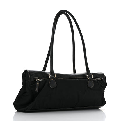 Prada Nylon Royal Calf Easy Foldover Pushlock Satchel Black 3 of 14