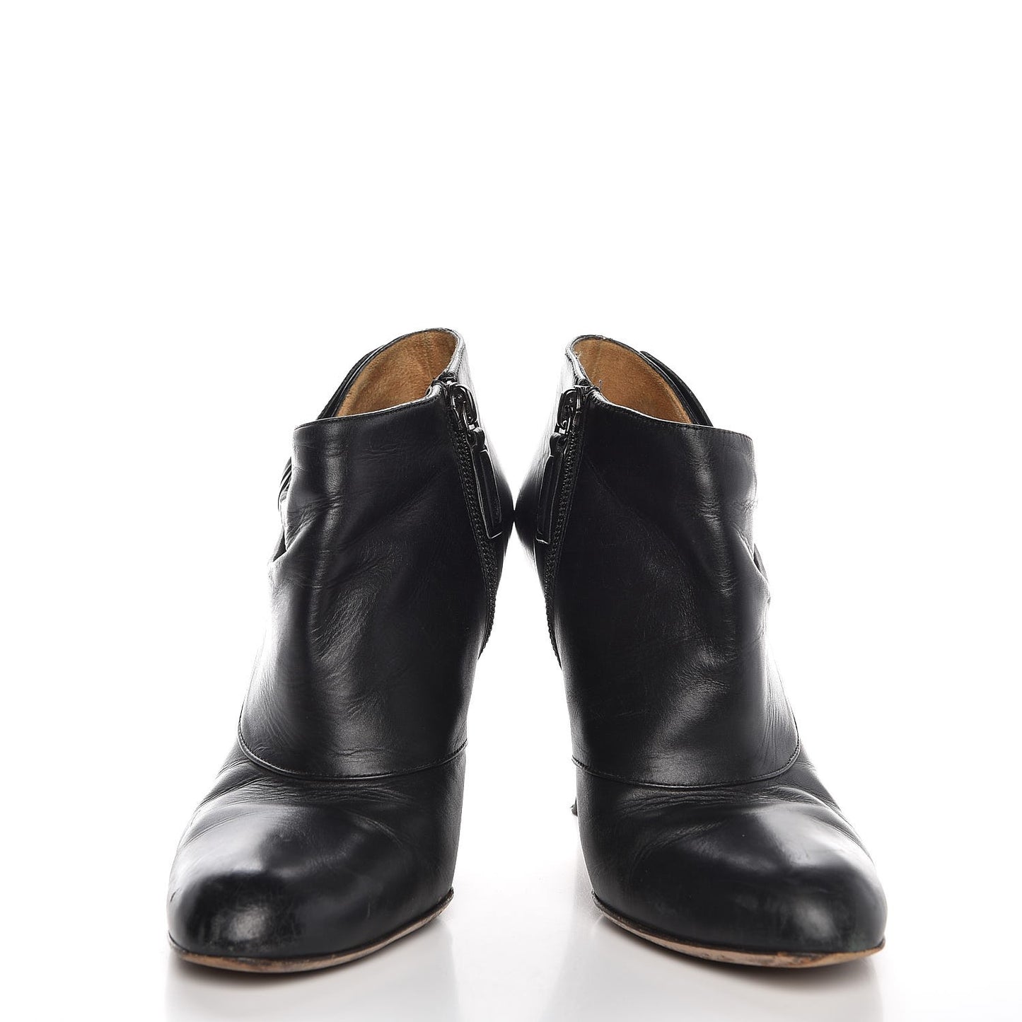 Calfskin Bow Ankle Boots 36 Black