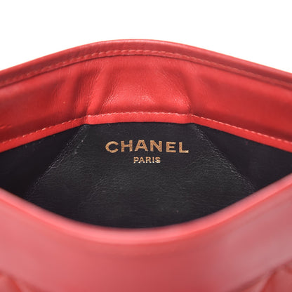 Chanel Lambskin Quilted CC Clutch Red 6 of 16