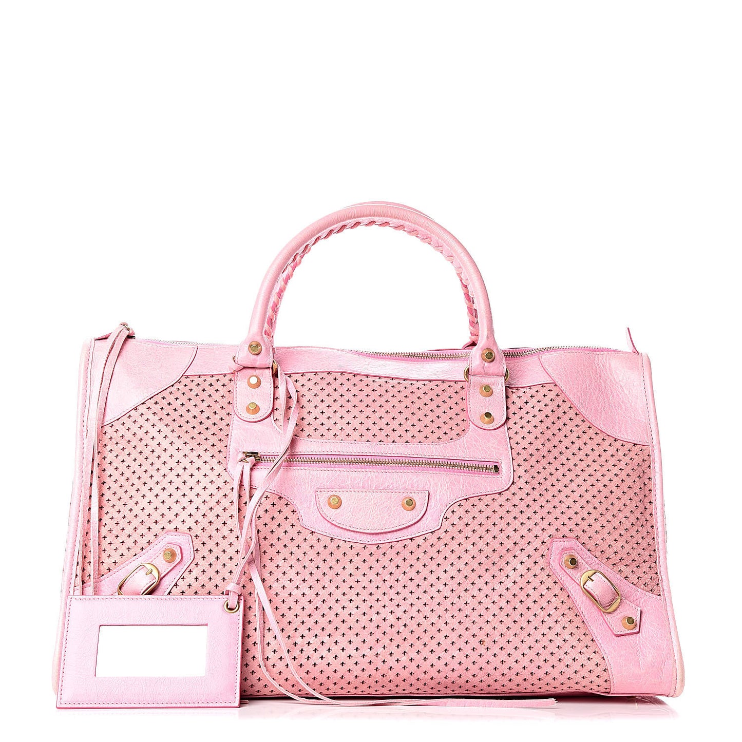 Agneau Cross Perforated Classic Gold Hardware Work Rose
