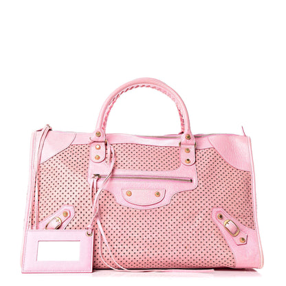 Balenciaga Agneau Cross Perforated Classic Gold Hardware Work Rose 1 of 12
