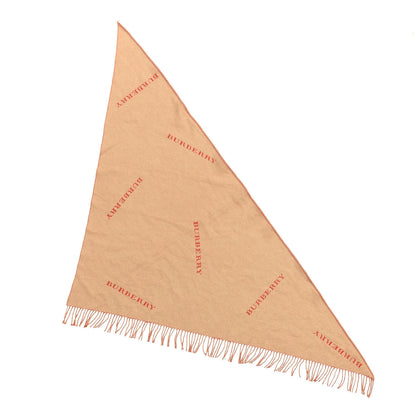 Burberry Cashmere Logo Triangle Fringe Cape Scarf Scarf Camel Red 1 of 4