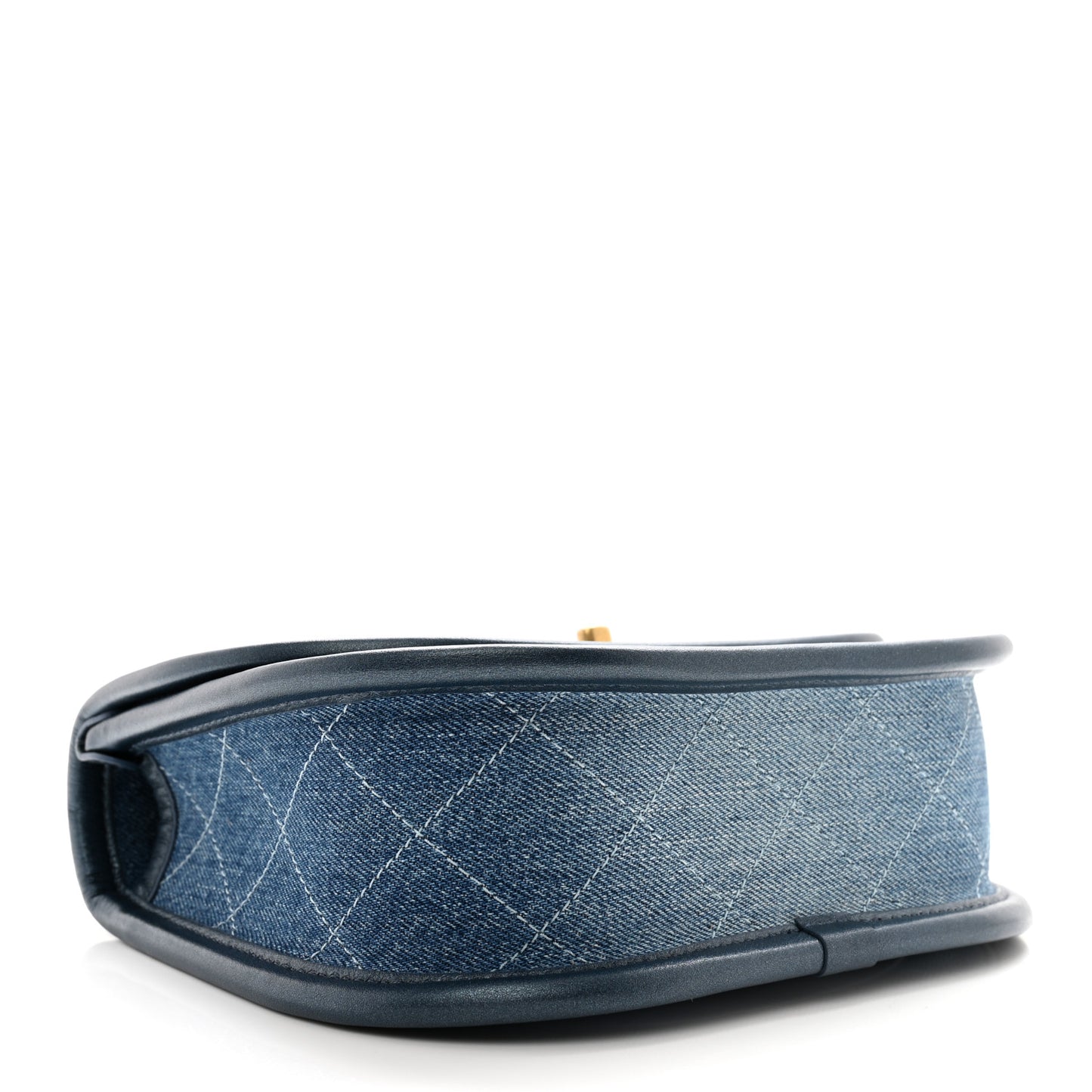 Washed Denim Quilted Small Messenger Flap Blue