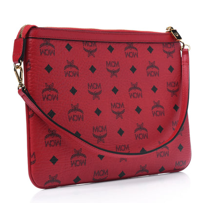 MCM Visetos Liz Shopper Tote Pouch Ruby Red 2 of 10
