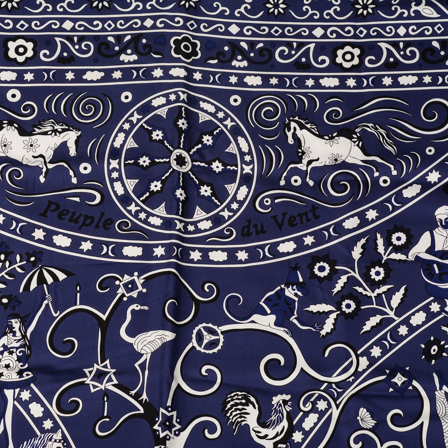 Hermes Silk Twill Peuple Du Vent Scarf 140 Marine 4 of 6