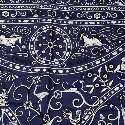 Hermes Silk Twill Peuple Du Vent Scarf 140 Marine 4 of 6