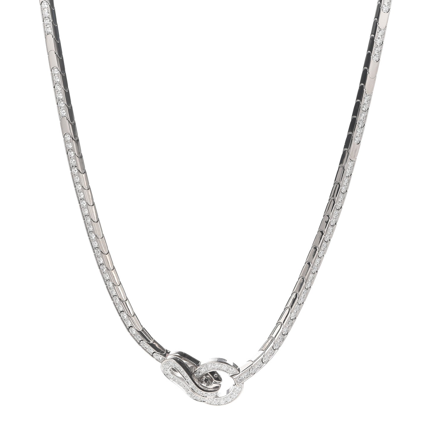 18K White Gold Diamond Agrafe Necklace