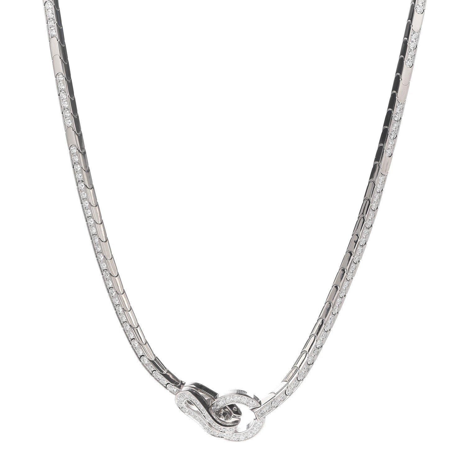 Cartier 18K White Gold Diamond Agrafe Necklace 1 of 5