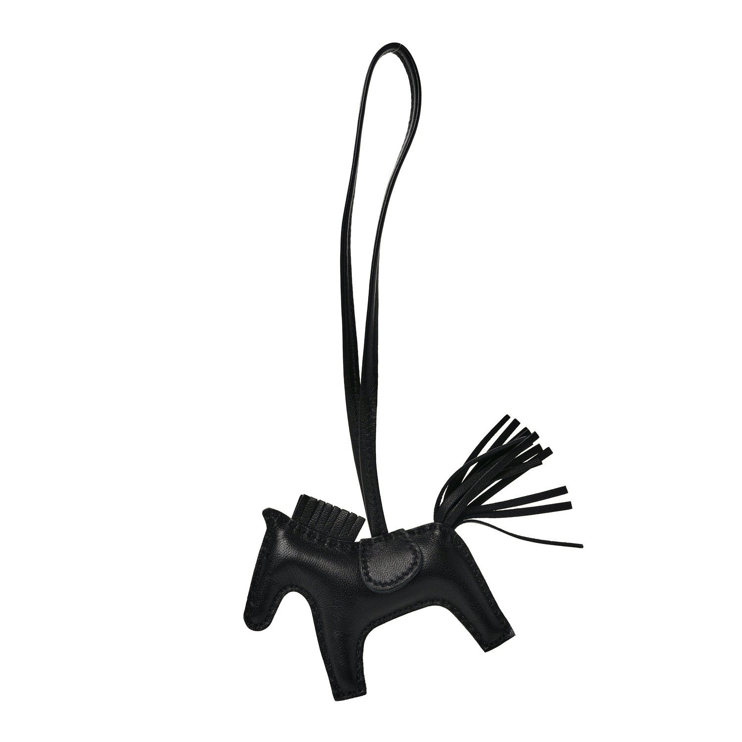 Hermes Milo Lambskin Grigri Rodeo Horse Bag Charm PM So Black 1 of 5
