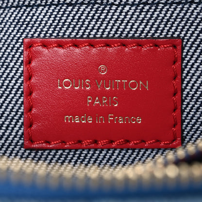Louis Vuitton Denim Damier Monogram Patchwork Multi Pochette Accessories Blue Rouge 11 of 14