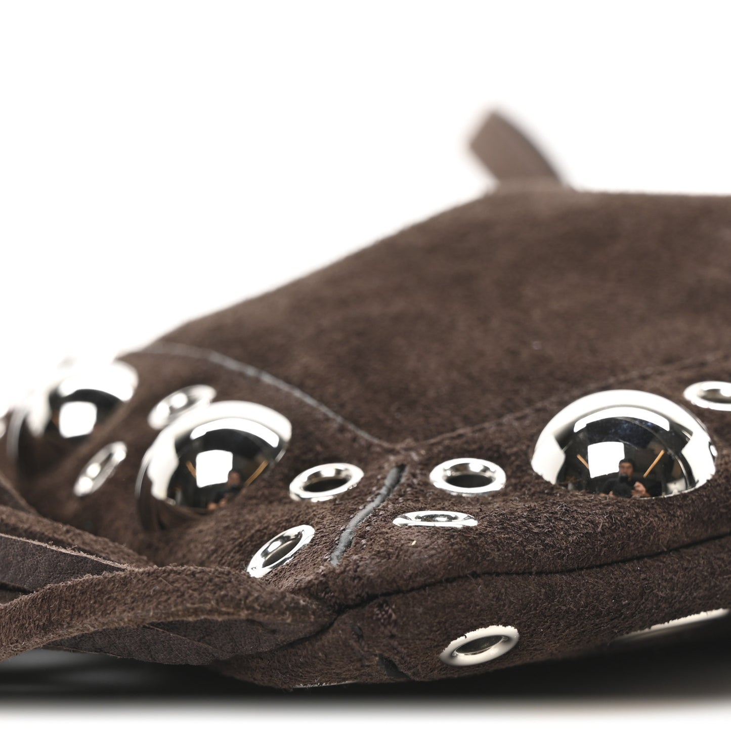 Suede Studded Nellcote Fringe Shoulder Bag Brown