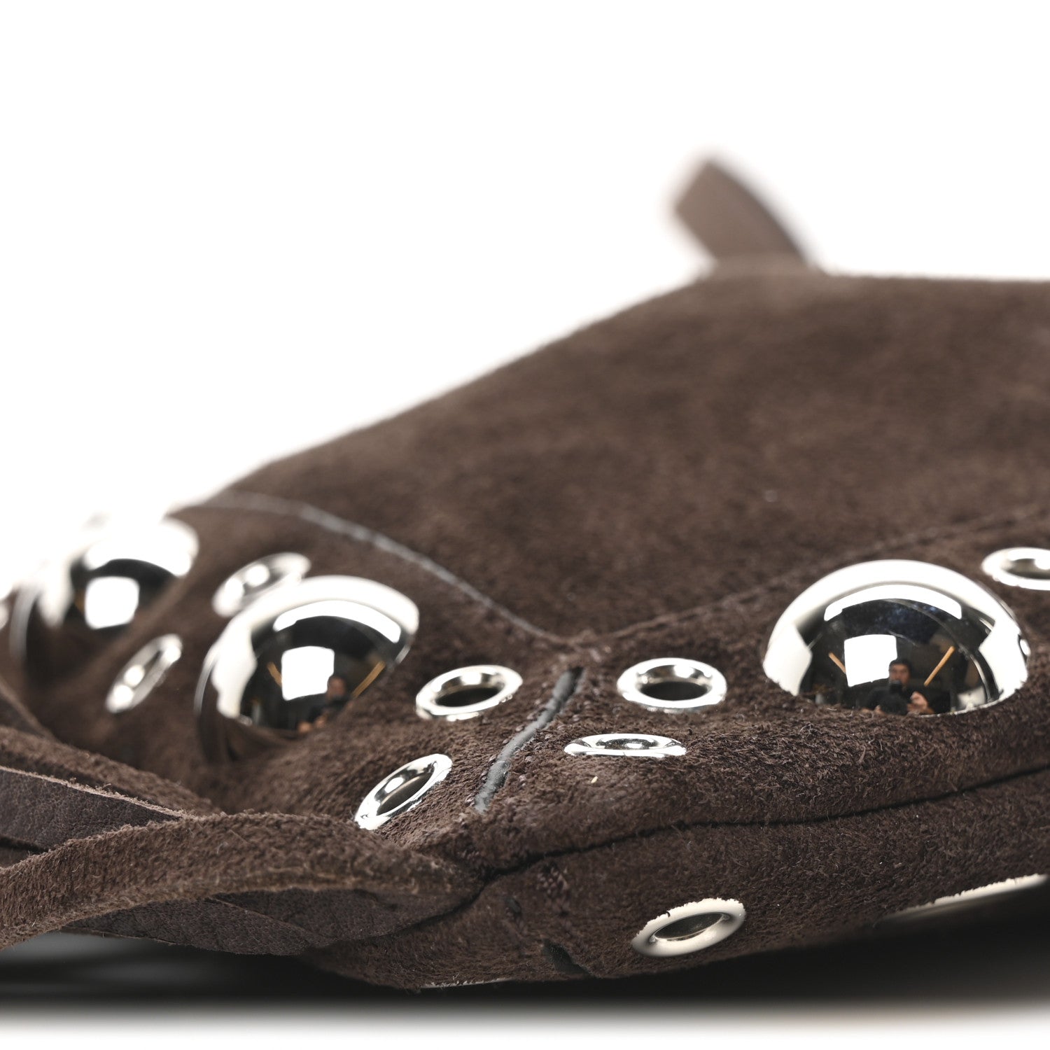 Valentino Garavani Suede Studded Nellcote Fringe Shoulder Bag Brown 9 of 9