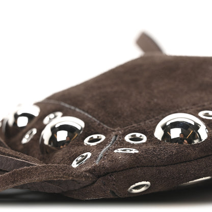 Valentino Garavani Suede Studded Nellcote Fringe Shoulder Bag Brown 9 of 9