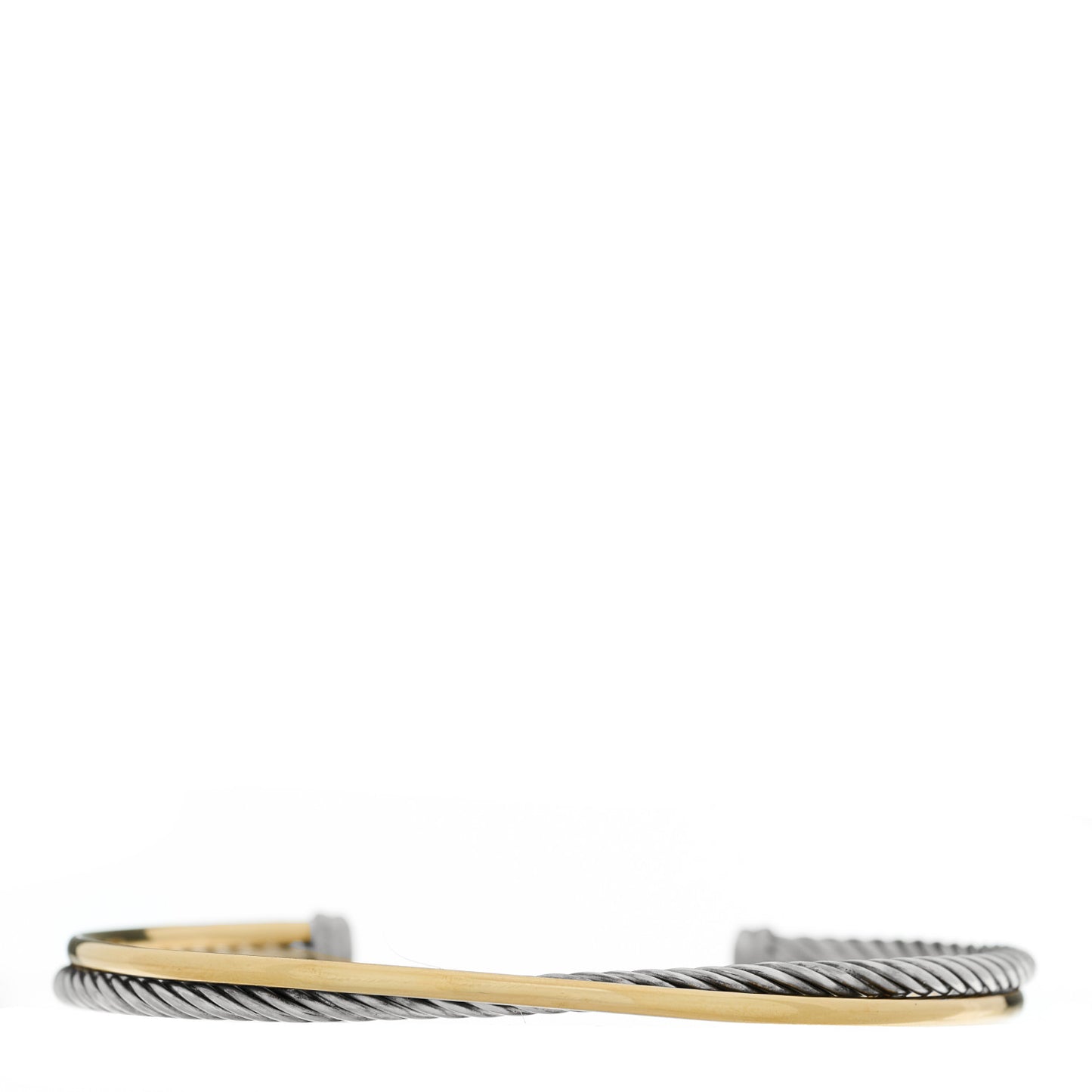 Sterling Silver 18K Yellow Gold 3mm Crossover Cuff Bracelet