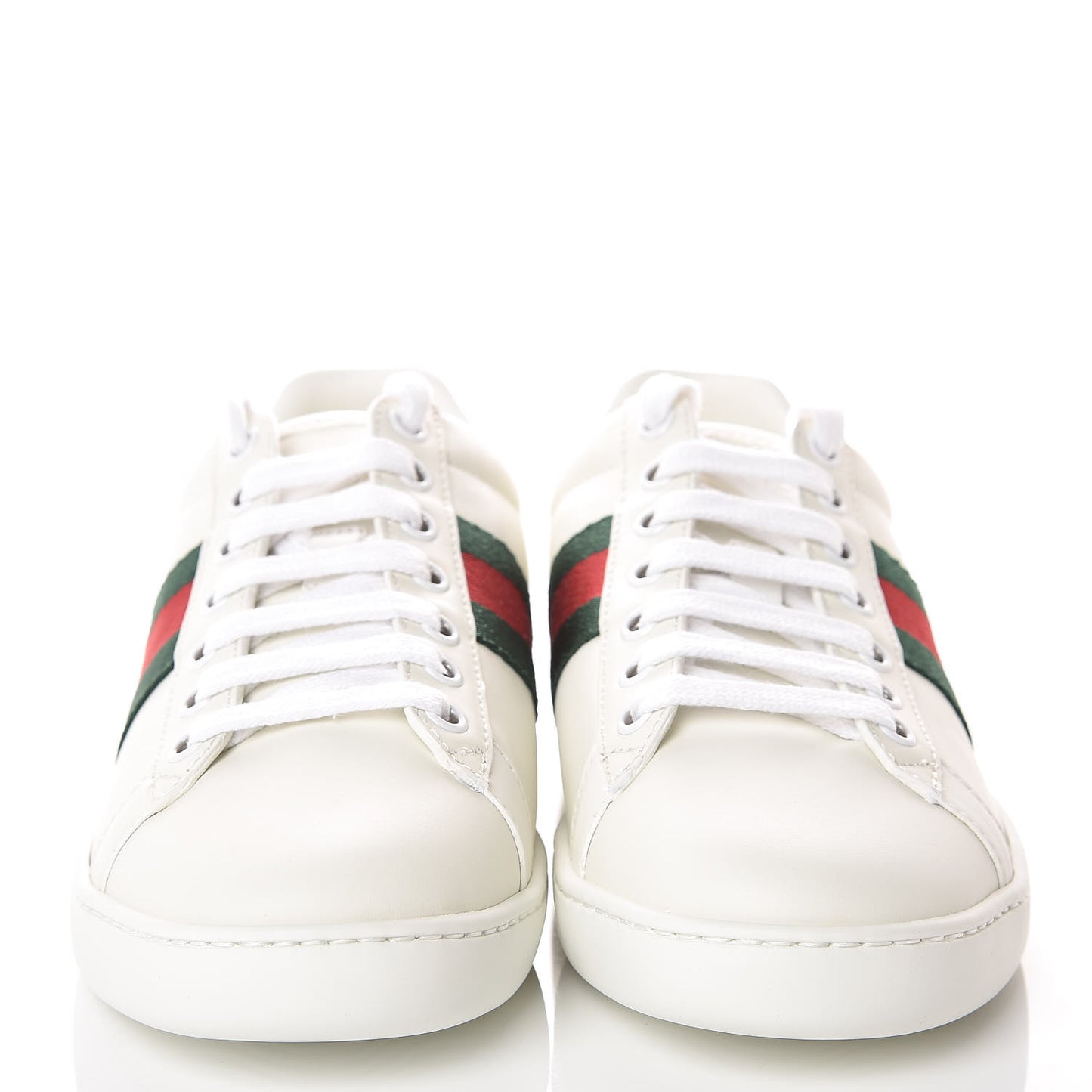 Calfskin Crocodile Web Womens Ace Sneakers 35.5 White Green