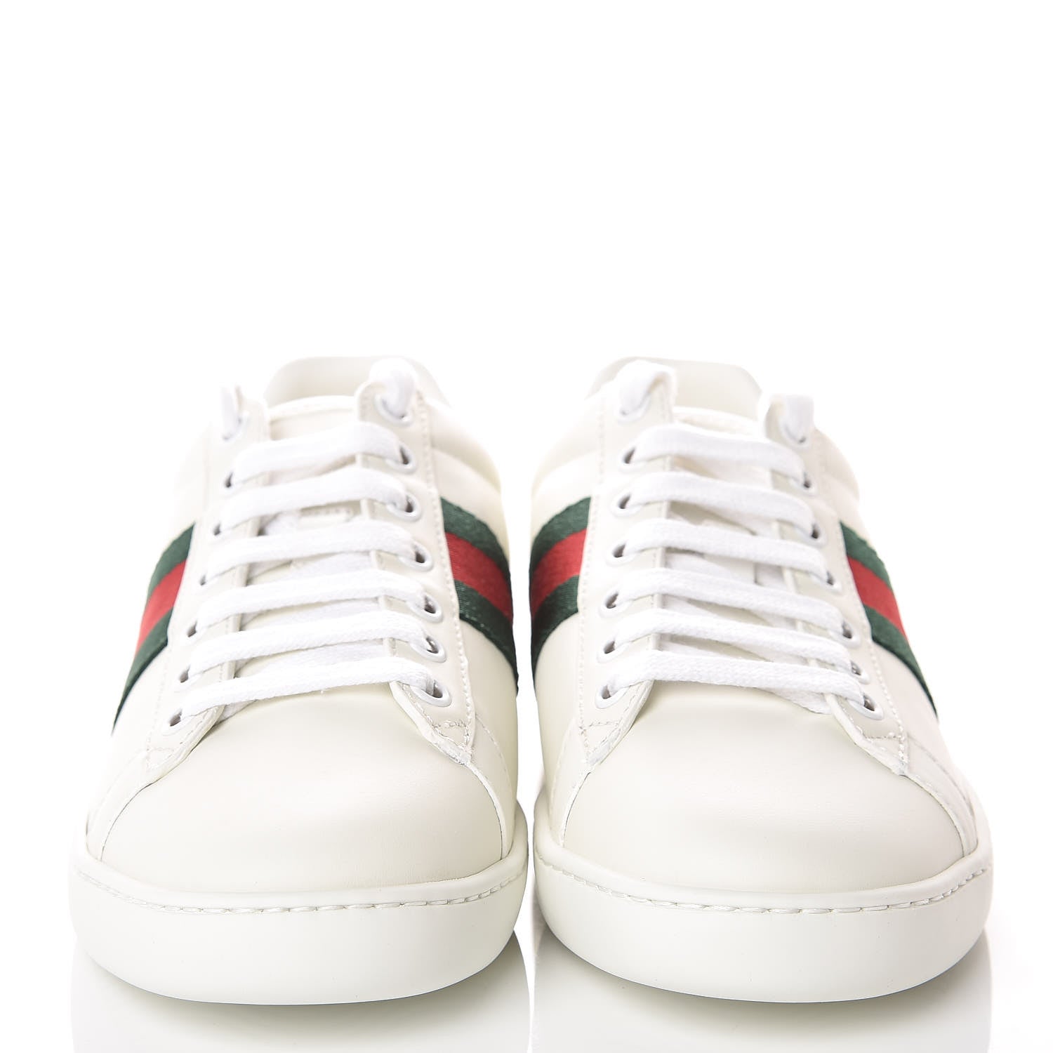 Gucci Calfskin Crocodile Web Womens Ace Sneakers 35.5 White Green 2 of 10