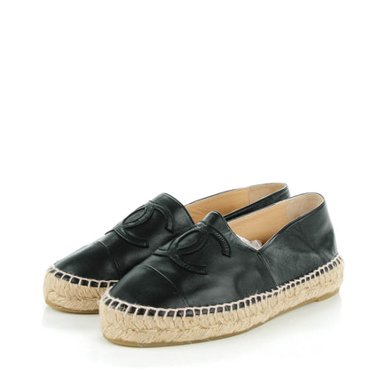 Chanel Lambskin CC Espadrilles 36 Black 3 of 9