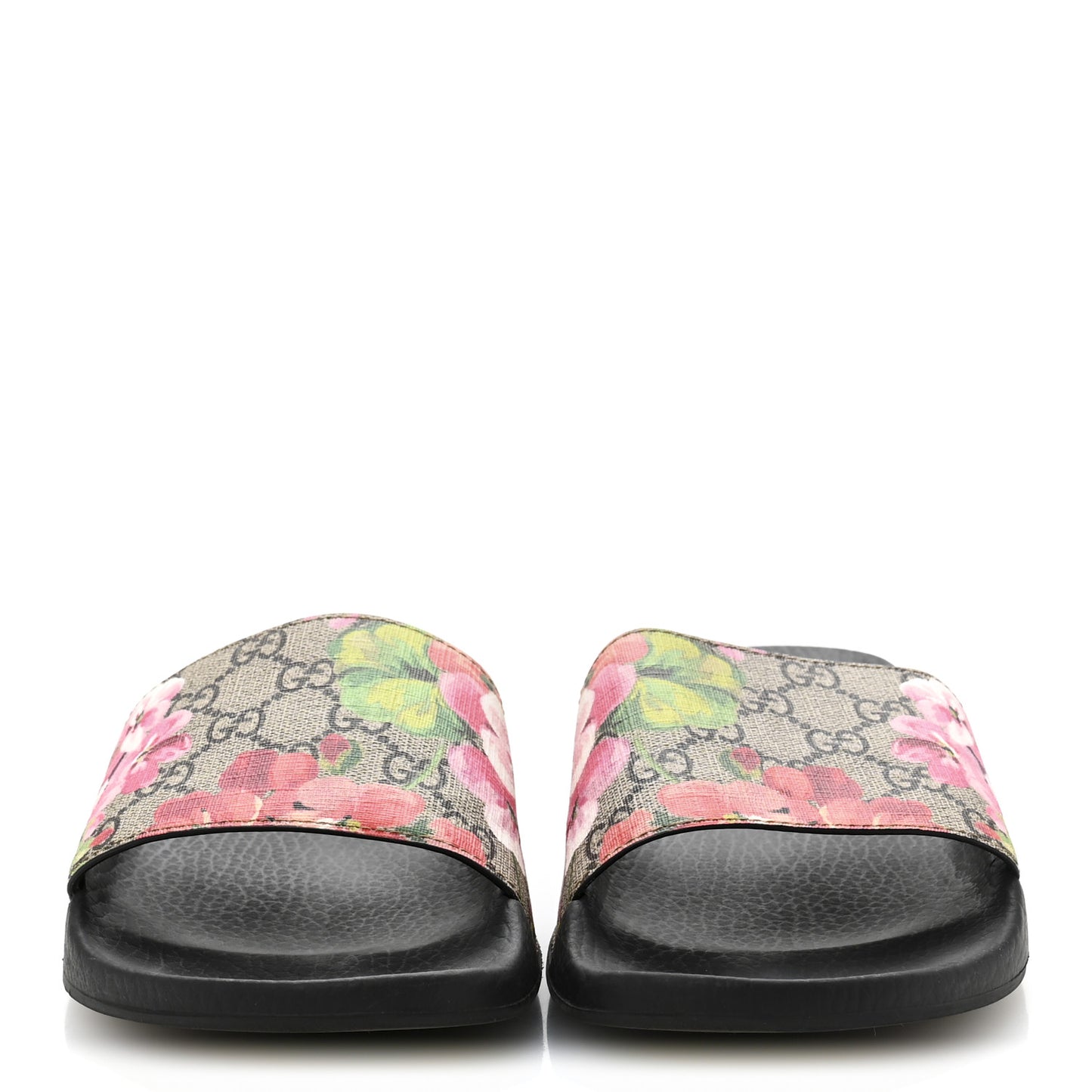 GG Supreme Monogram Blooms Slide Sandals 41 Beige Multicolor