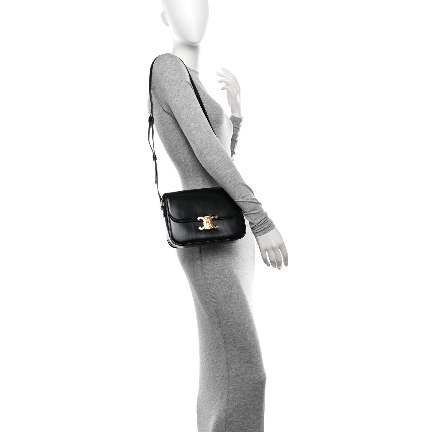 Celine Shiny Calfskin Medium Triomphe Black 2 of 11