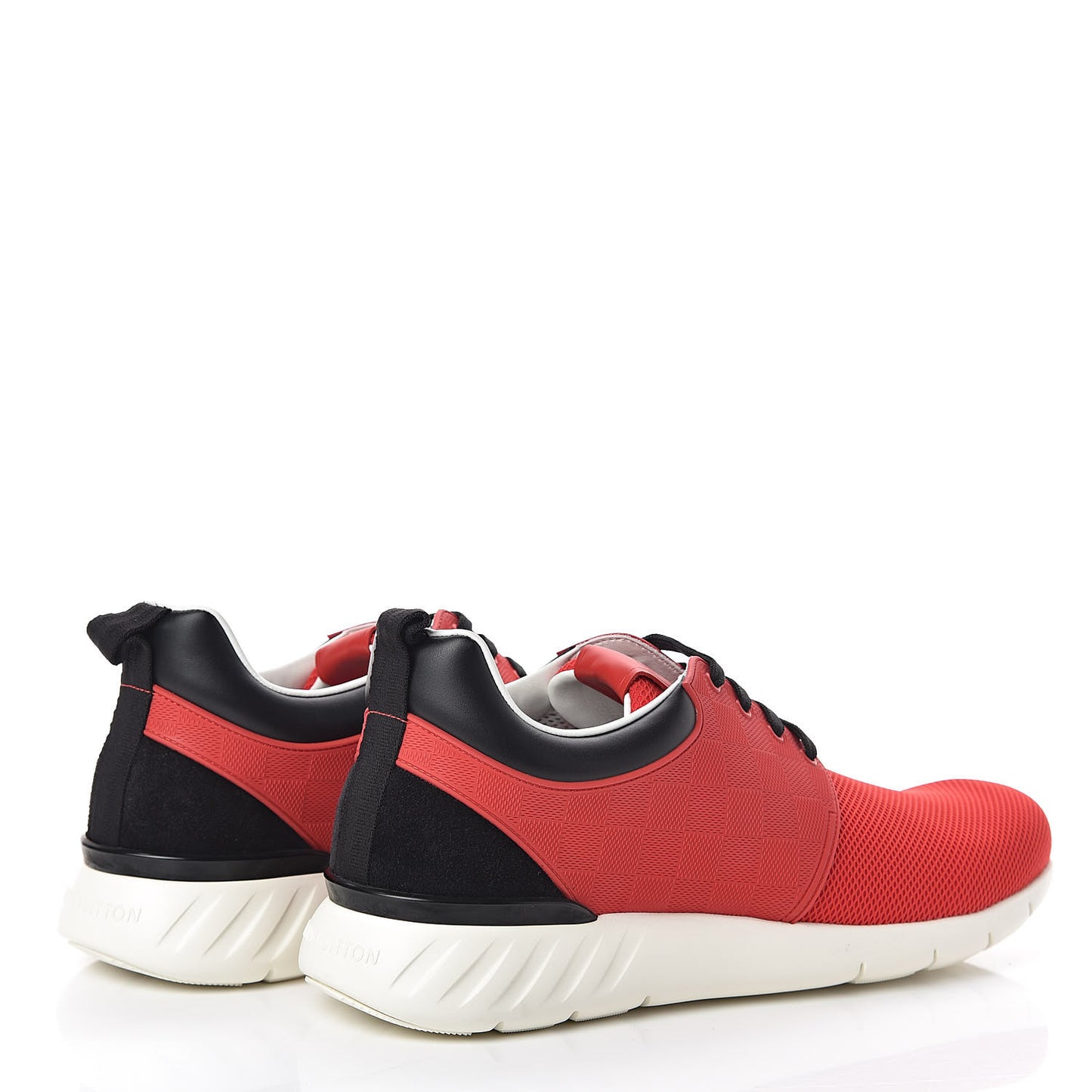 Rubber Mesh Suede Damier Fastlane Low Sneakers 8 Rouge