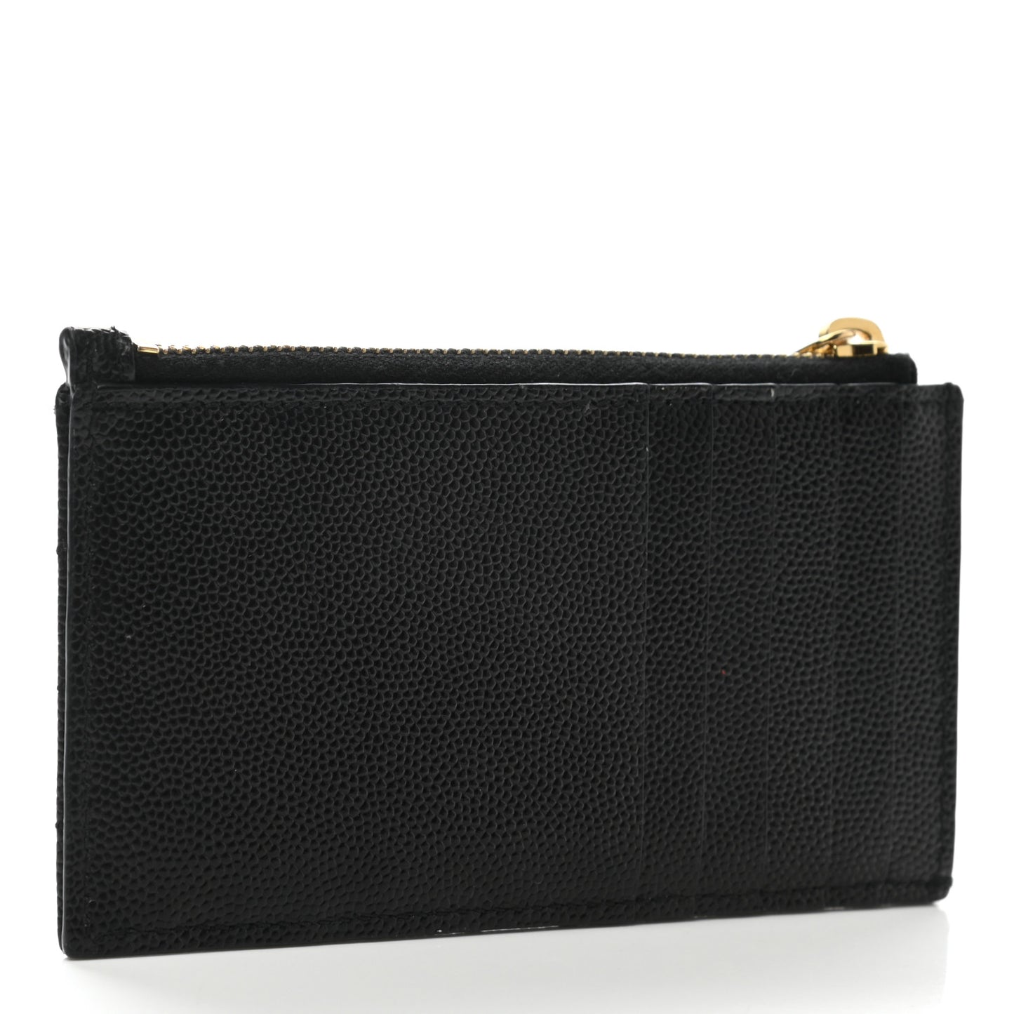 Grain De Poudre Matelasse Chevron Monogram Fragments Zippered Card Case Black