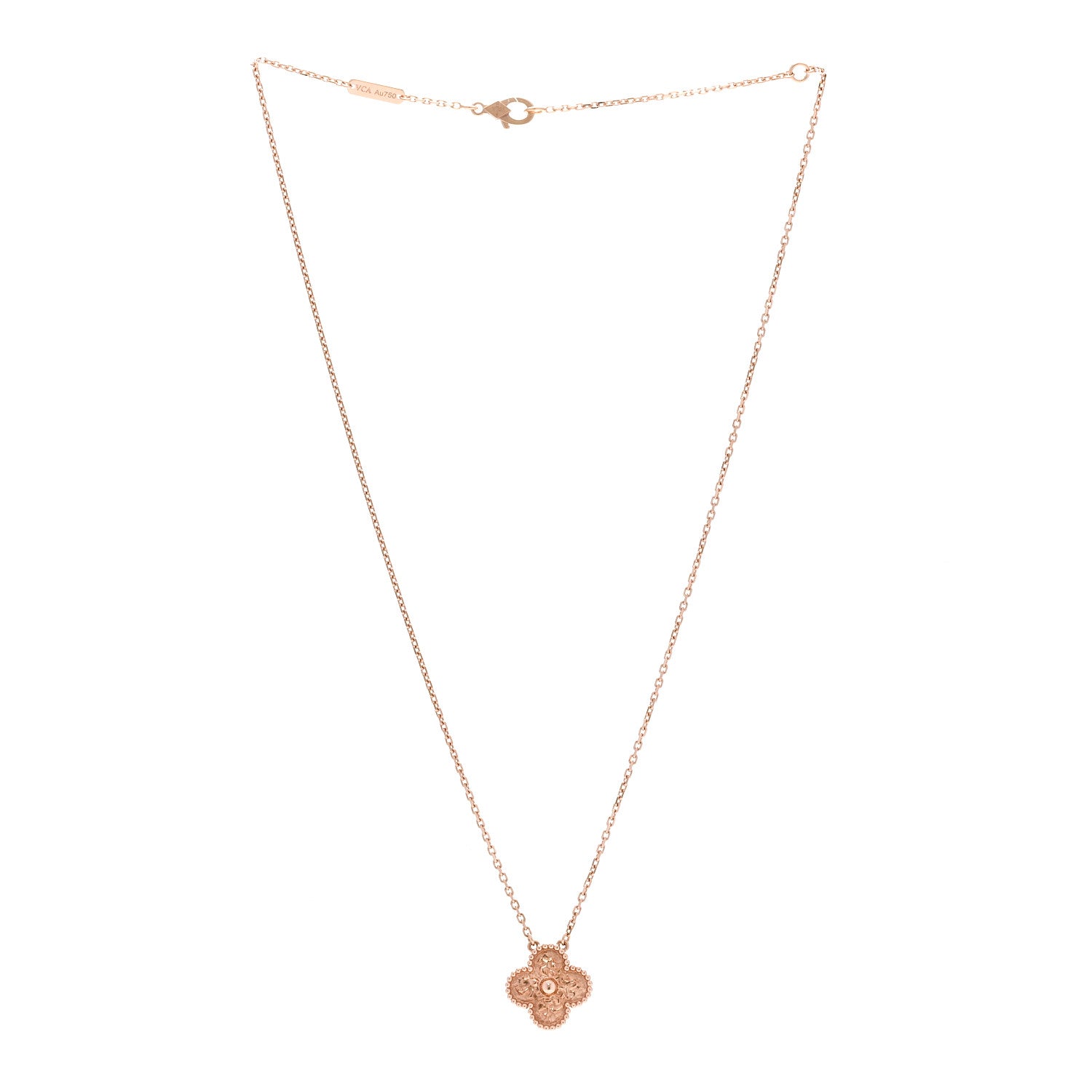 Van Cleef & Arpels 18K Rose Gold Vintage Alhambra Pendant Necklace 3 of 6