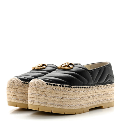 Gucci Nappa Matelasse GG Marmont Platform Espadrilles 35.5 Black 3 of 13