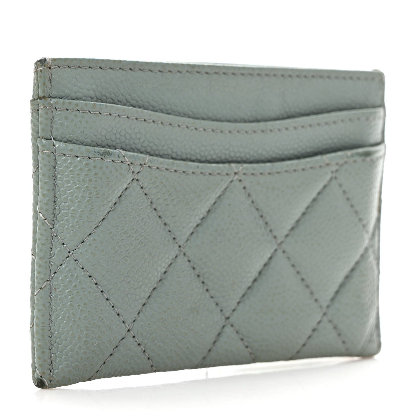 Caviar Quilted Card Holder Grey