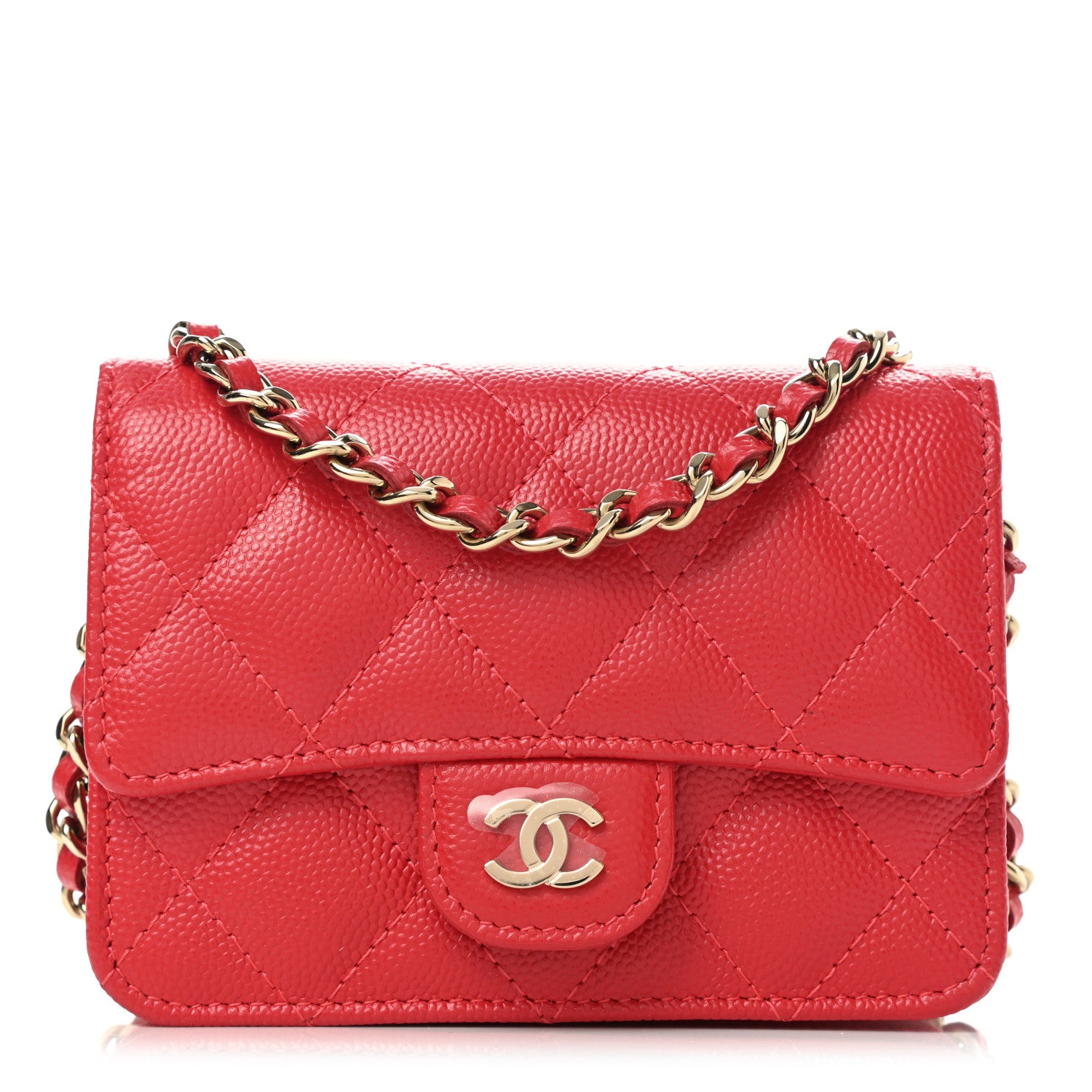 Chanel Caviar Quilted Mini Chain Bag Red 1 of 9