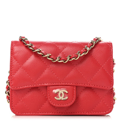 Chanel Caviar Quilted Mini Chain Bag Red 1 of 9