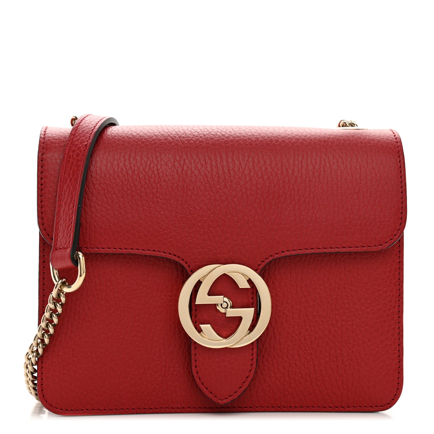 Gucci Dollar Calfskin Small Interlocking G Shoulder Bag Red 1 of 11
